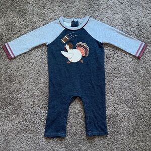 Mud Pie Football Turkey Baby Romper – Size 3–6 Months